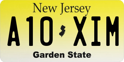 NJ license plate A10XIM