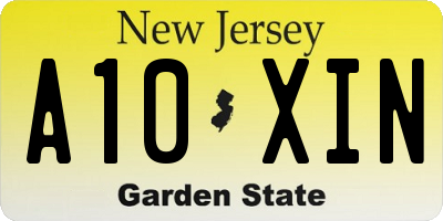 NJ license plate A10XIN