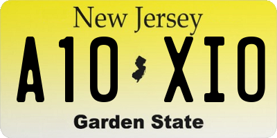 NJ license plate A10XIO