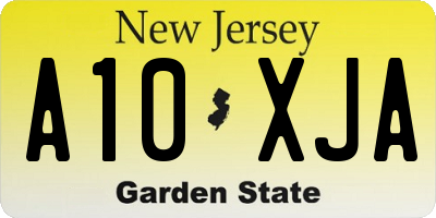 NJ license plate A10XJA
