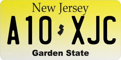 NJ license plate A10XJC