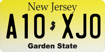 NJ license plate A10XJO