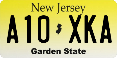 NJ license plate A10XKA