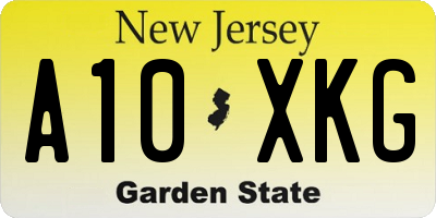 NJ license plate A10XKG