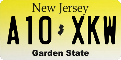 NJ license plate A10XKW
