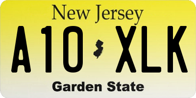 NJ license plate A10XLK