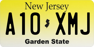 NJ license plate A10XMJ