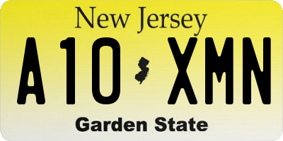 NJ license plate A10XMN