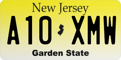NJ license plate A10XMW