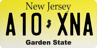 NJ license plate A10XNA