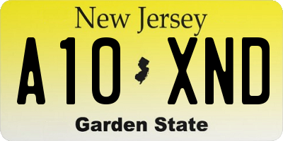 NJ license plate A10XND
