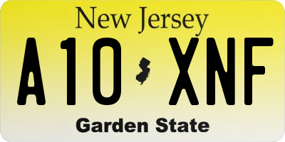 NJ license plate A10XNF