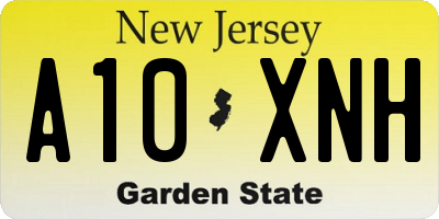NJ license plate A10XNH