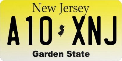 NJ license plate A10XNJ