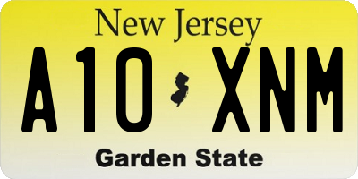 NJ license plate A10XNM