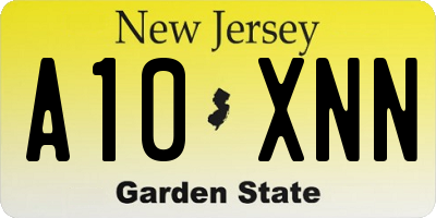 NJ license plate A10XNN