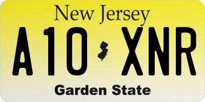 NJ license plate A10XNR