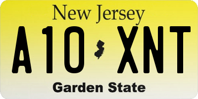 NJ license plate A10XNT