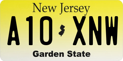 NJ license plate A10XNW