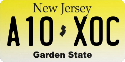 NJ license plate A10XOC