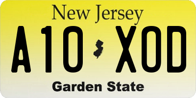 NJ license plate A10XOD