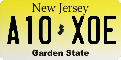 NJ license plate A10XOE