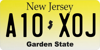 NJ license plate A10XOJ