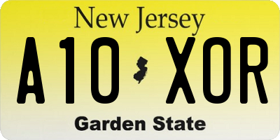 NJ license plate A10XOR