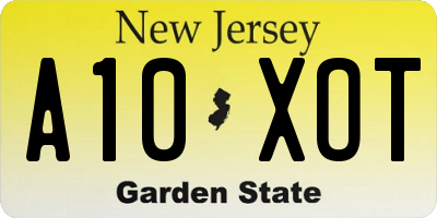 NJ license plate A10XOT