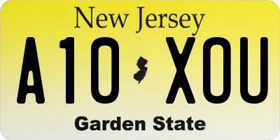 NJ license plate A10XOU