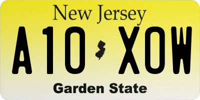NJ license plate A10XOW