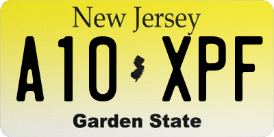 NJ license plate A10XPF