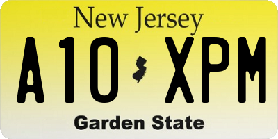 NJ license plate A10XPM