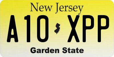 NJ license plate A10XPP