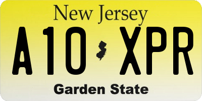 NJ license plate A10XPR