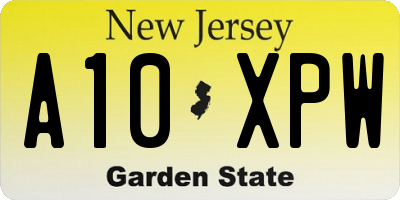 NJ license plate A10XPW