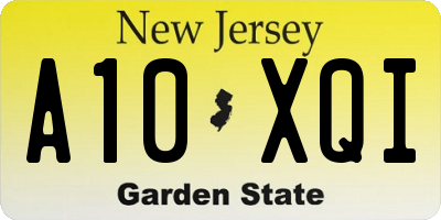 NJ license plate A10XQI