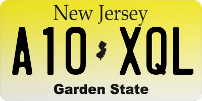 NJ license plate A10XQL
