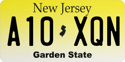 NJ license plate A10XQN