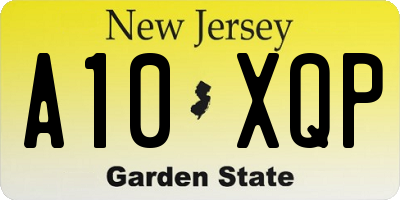 NJ license plate A10XQP