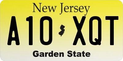 NJ license plate A10XQT