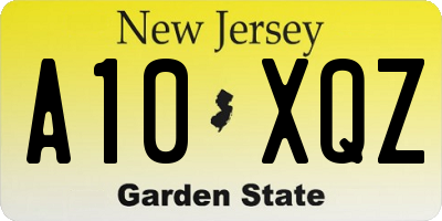 NJ license plate A10XQZ