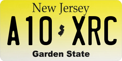 NJ license plate A10XRC
