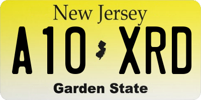 NJ license plate A10XRD