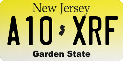 NJ license plate A10XRF