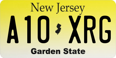 NJ license plate A10XRG