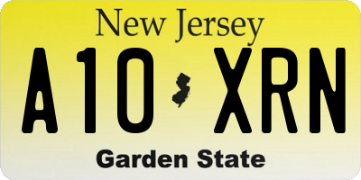 NJ license plate A10XRN