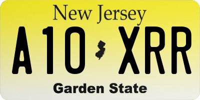 NJ license plate A10XRR