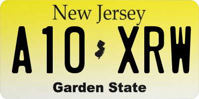 NJ license plate A10XRW