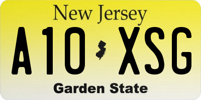 NJ license plate A10XSG